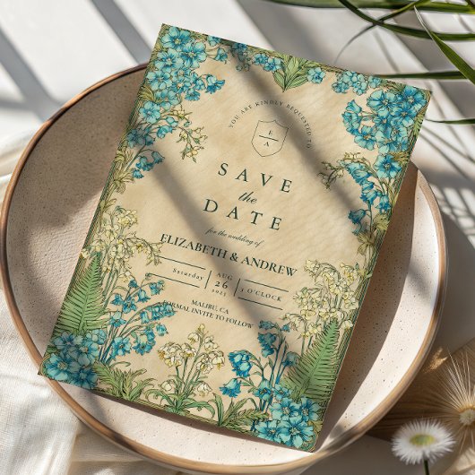 Elegant Art Nouveau Floral Wedding セーブザデート