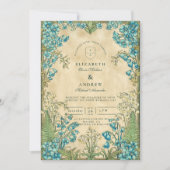Elegant Art Nouveau Floral Wedding 招待状 (正面)