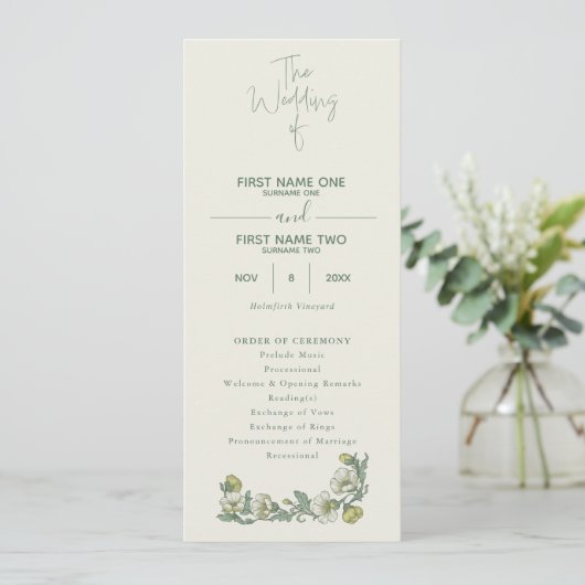 Elegant art nouveau floral wedding program プログラム (スタンド正面)