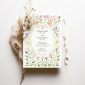 Elegant Art Nouveau Freesias Wedding 招待状