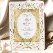 Elegant Art Nouveau Freesias Wedding Invite 招待状