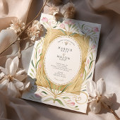 Elegant Art Nouveau Freesias Wedding Invite 招待状