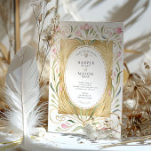 Elegant Art Nouveau Freesias Wedding Invite 招待状