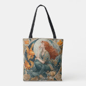 Elegant Art Nouveau Mermaid トートバッグ (裏面)