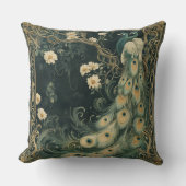 Elegant Art Nouveau Peacock クッション (正面)