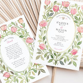 Elegant Art Nouveau Pink Rose Floral Wedding 招待状