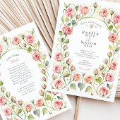 Elegant Art Nouveau Pink Rose Wedding 招待状