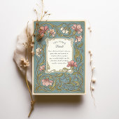Elegant Art Nouveau Pinnk Lily Wedding 招待状