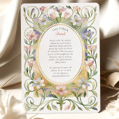 Elegant Art Nouveau Spring Floral Gold Wedding 招待状