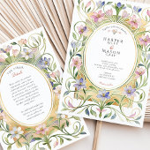 Elegant Art Nouveau Spring Floral Gold Wedding 招待状