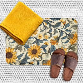 Elegant Art Nouveau Sunflower Pattern バスマット