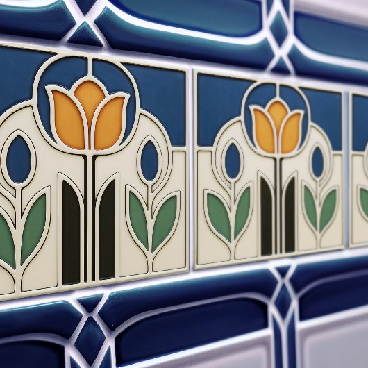 Elegant Art Nouveau Tulip Ceramic Tile タイル