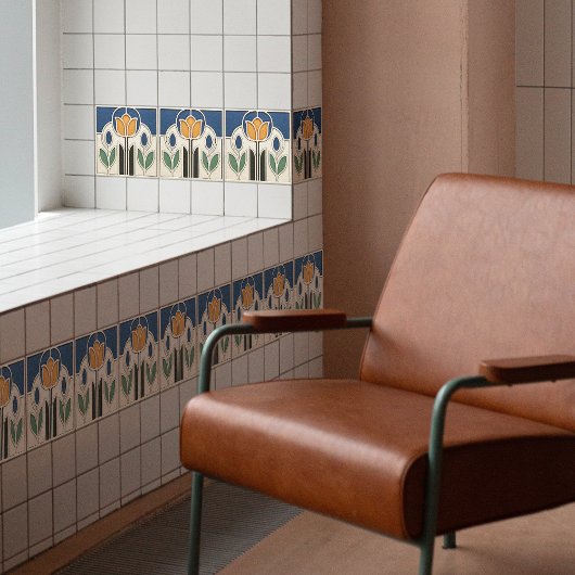 Elegant Art Nouveau Tulip Ceramic Tile タイル