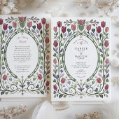 Elegant Art Nouveau Tulip Floral Wedding 招待状