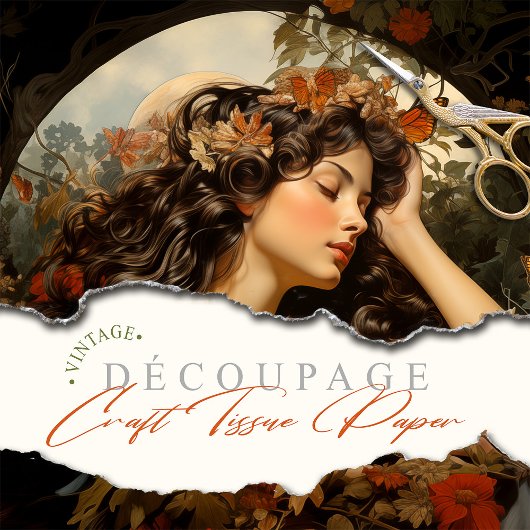 Elegant Art Nouveau Victorian Goddess Floral 薄葉紙