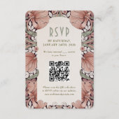 Elegant Art Nouveau Wedding RSVP Card with QR Code 招待状 (正面)