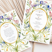 Elegant Art Nouveau Wildflower Gold Frame Wedding 招待状