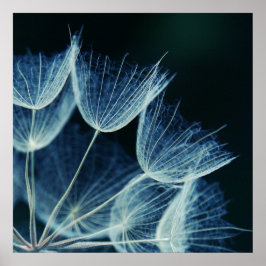 Elegant Artistic Floral Abstract Blue Dandelion  ポスター