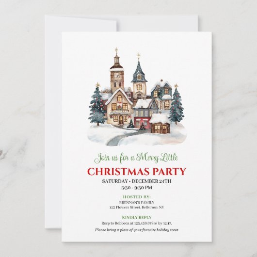 Elegant artistic holiday scene Christmas invites 招待状 (正面)