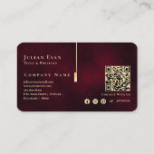 Elegant Artistic Monogram Burgundy Wine Gold 名刺 (裏面)