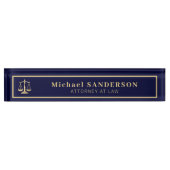 Elegant attorney at law professional gold navy デスクネームプレート (正面)