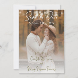 Elegant Autumn 2 Photo Script Save The Date 招待状