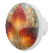 Elegant Autumn Bright Orange Yellow Leaves  セラミックノブ (右)
