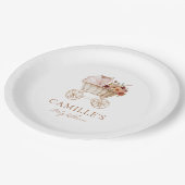 Elegant Autumn Burgundy Floral Baby Shower ペーパープレート (アングル)