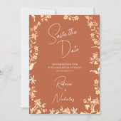 Elegant Autumn Burnt Orange Wildflowers 2 Photo セーブザデート (正面)