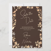 Elegant Autumn Copper Wildflowers Script 2 Photo セーブザデート (正面)