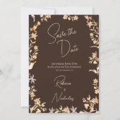 Elegant Autumn Copper Wildflowers Script Photo セーブザデート (正面)