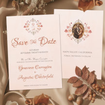 Elegant Autumn Engagement Announcement Save Date