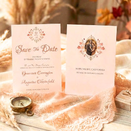 Elegant Autumn Engagement Announcement Save Date セーブザデート
