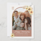 Elegant Autumn Fall Chic Floral Happy Thanksgiving シーズンカード (正面)