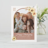 Elegant Autumn Fall Chic Floral Happy Thanksgiving シーズンカード (スタンド正面)