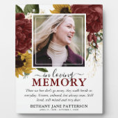 Elegant Autumn Fall Floral Photo Memorial  フォトプラーク (正面)