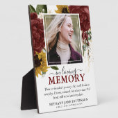 Elegant Autumn Fall Floral Photo Memorial  フォトプラーク (側面)