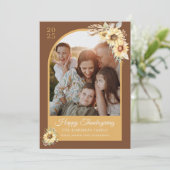 Elegant Autumn Fall Gold Floral Happy Thanksgiving シーズンカード (スタンド正面)