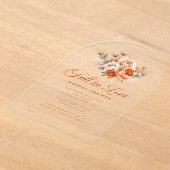 Elegant Autumn Fall In Love Bridal Shower アクリル招待状 (レイダウン)