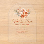 Elegant Autumn Fall In Love Bridal Shower アクリル招待状 (正面)