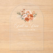 Elegant Autumn Fall In Love Bridal Shower アクリル招待状 (正面)