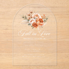 Elegant Autumn Fall In Love Bridal Shower アクリル招待状
