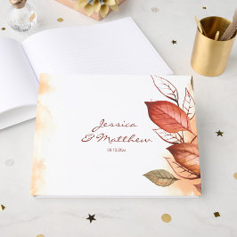 Elegant Autumn Fall Watercolor Floral Wedding  ゲストブック