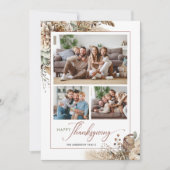 Elegant Autumn Floral 3 Photo Thanksgiving シーズンカード (正面)
