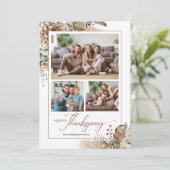 Elegant Autumn Floral 3 Photo Thanksgiving シーズンカード (スタンド正面)