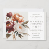 Elegant Autumn Floral Baby Shower Invitation 招待状 (正面)