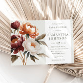 Elegant Autumn Floral Baby Shower Invitation 招待状