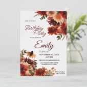 Elegant Autumn Floral Birthday Party Invitation 招待状 (スタンド正面)