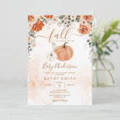 Elegant Autumn Floral Fall In Love Baby Shower 招待状 (スタンド正面)