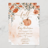 Elegant Autumn Floral Fall In Love Baby Shower 招待状 (正面/裏面)